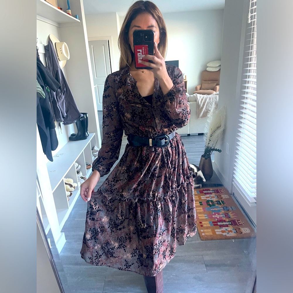 Velvet sheer floral dress!